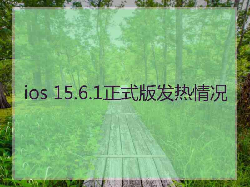 ios 15.6.1正式版发热情况