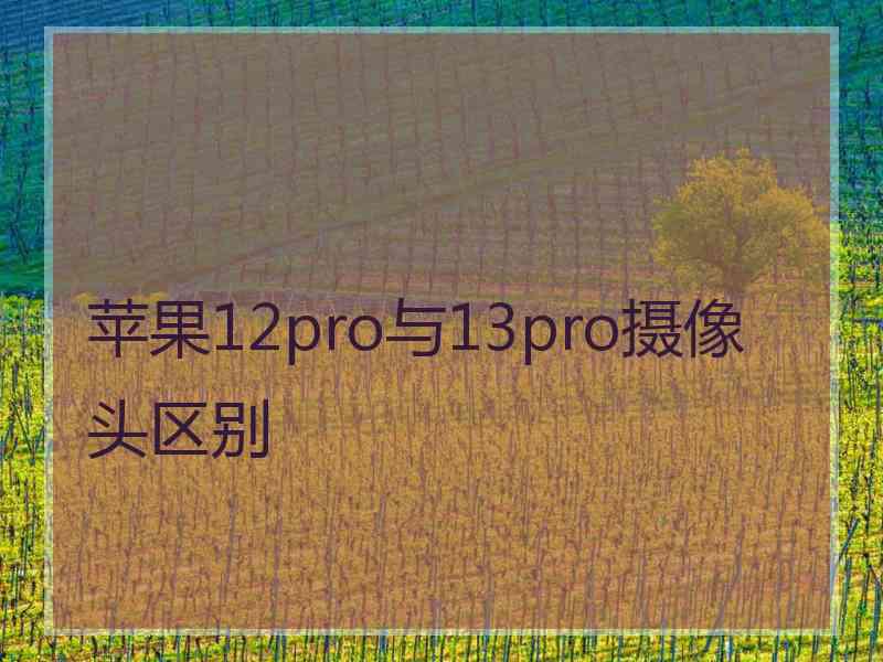 苹果12pro与13pro摄像头区别