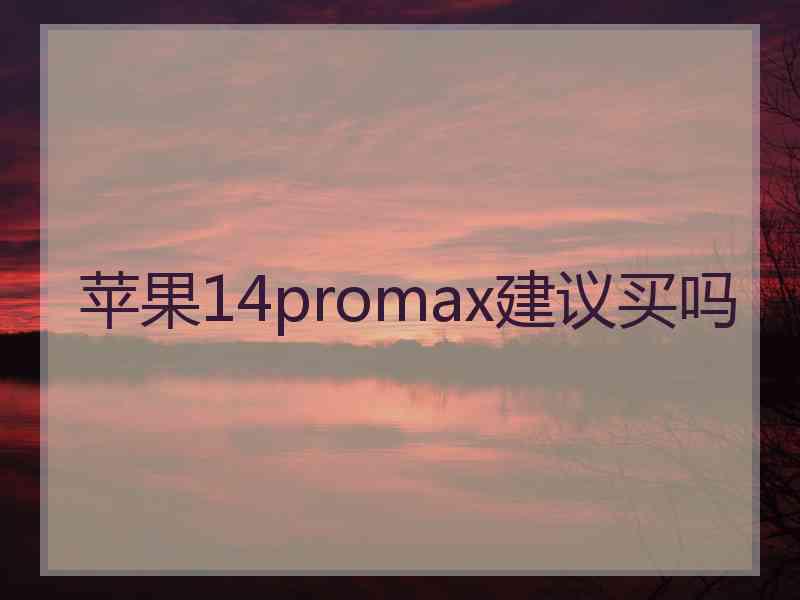 苹果14promax建议买吗