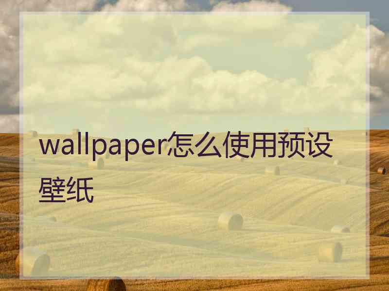 wallpaper怎么使用预设壁纸