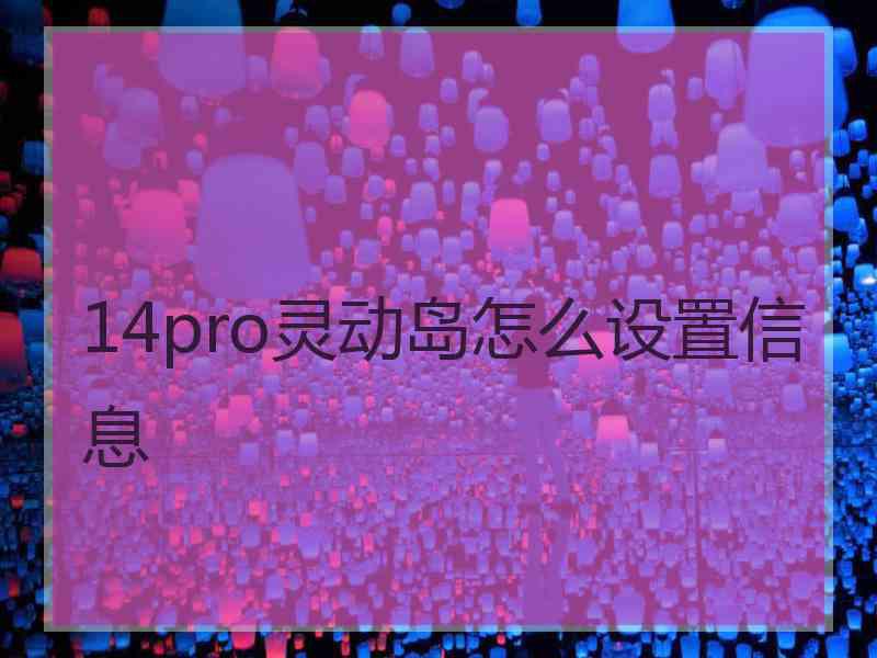 14pro灵动岛怎么设置信息