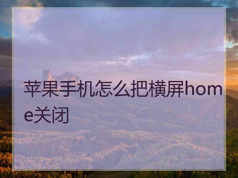 苹果手机怎么把横屏home关闭