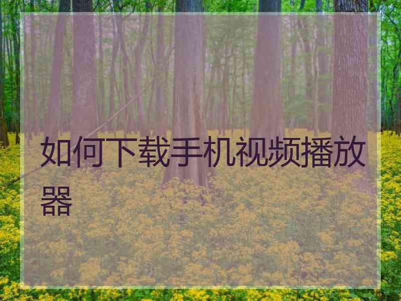 如何下载手机视频播放器