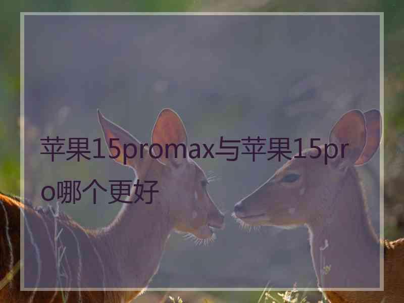 苹果15promax与苹果15pro哪个更好