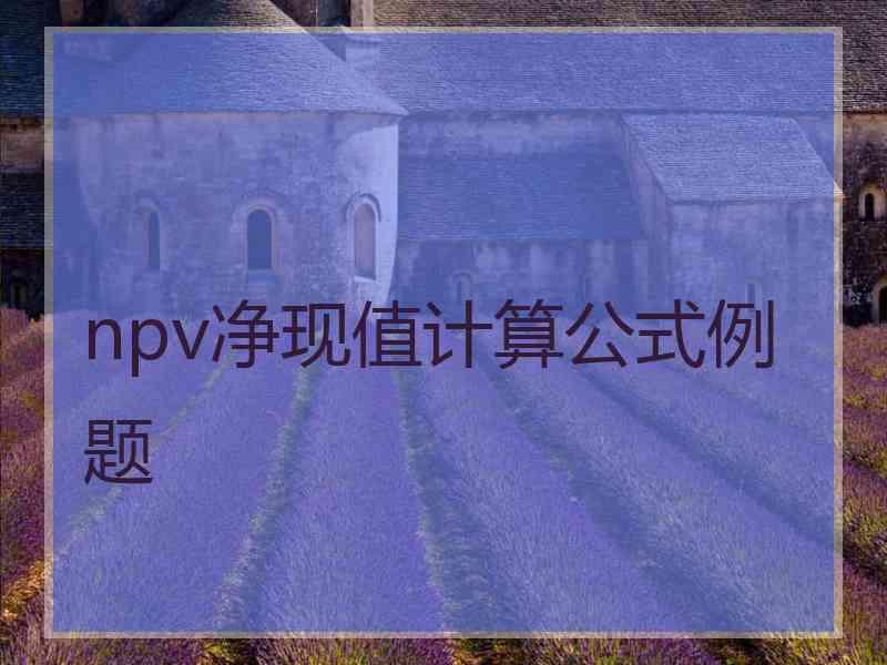 npv净现值计算公式例题