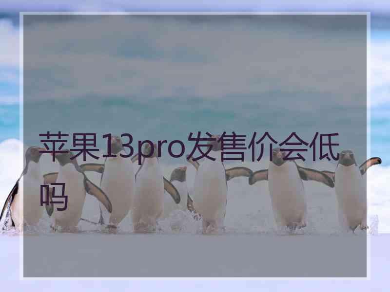 苹果13pro发售价会低吗