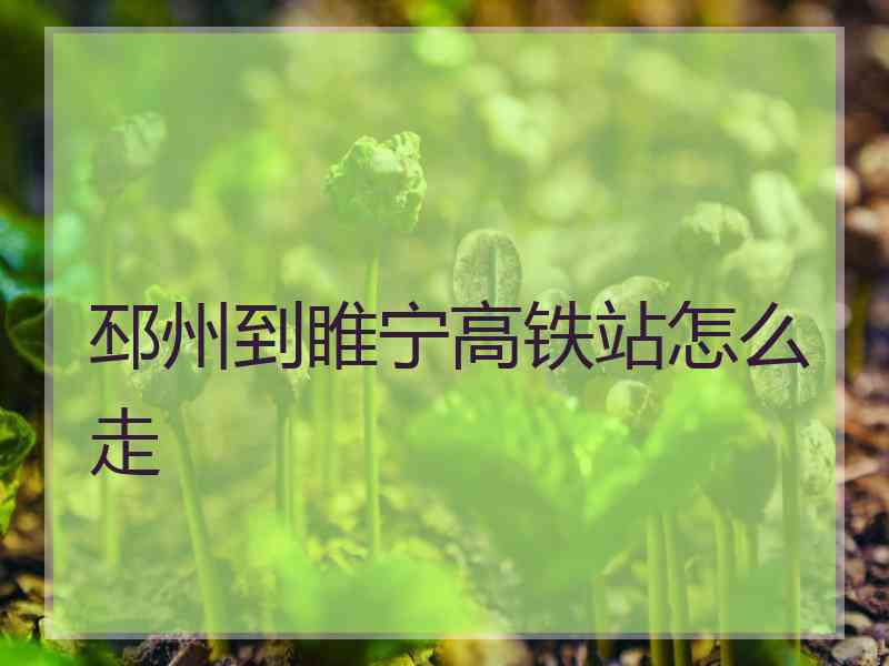 邳州到睢宁高铁站怎么走