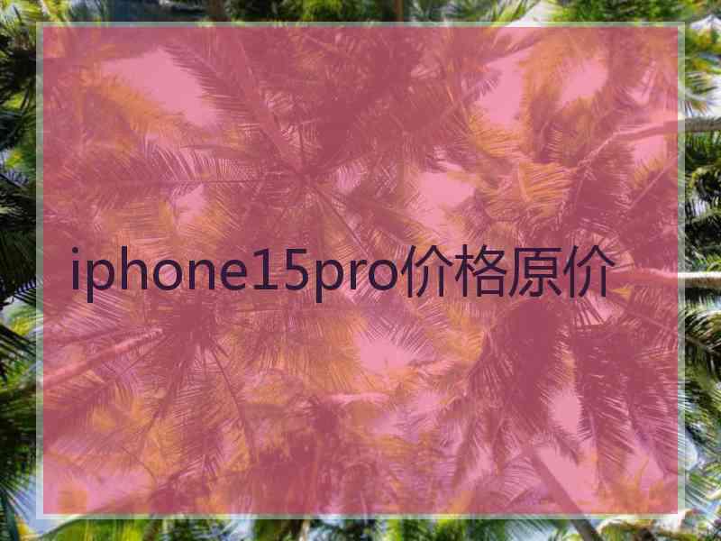 iphone15pro价格原价