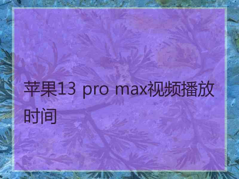 苹果13 pro max视频播放时间