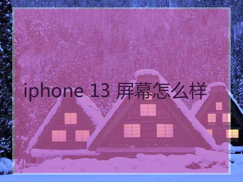 iphone 13 屏幕怎么样