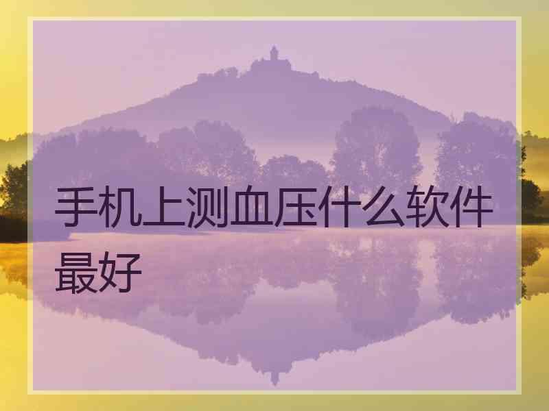 手机上测血压什么软件最好