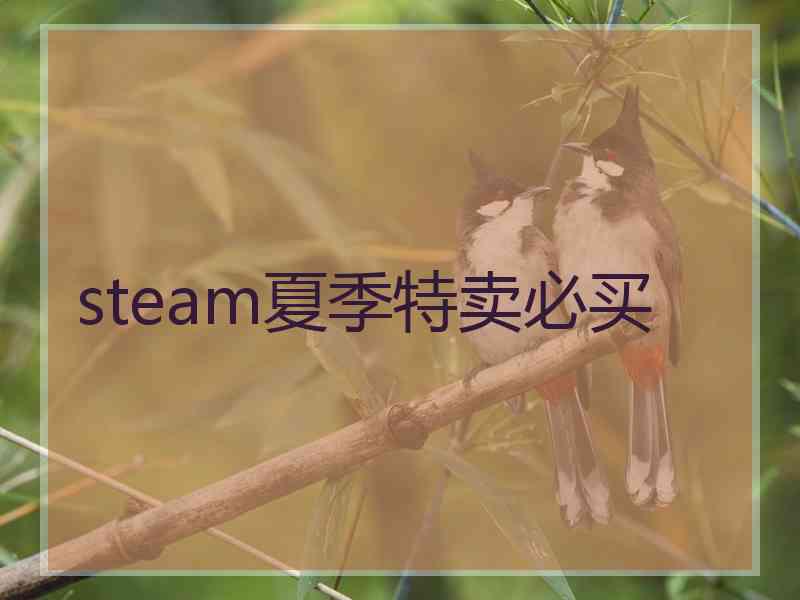 steam夏季特卖必买