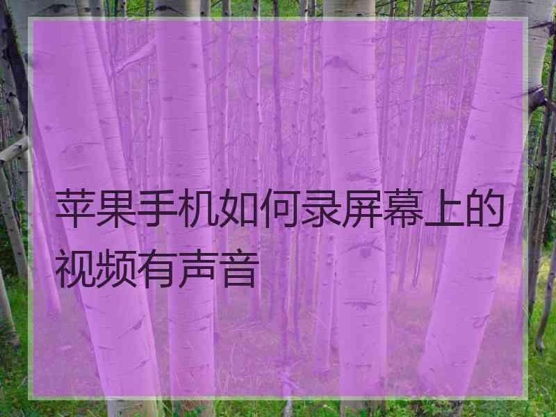 苹果手机如何录屏幕上的视频有声音