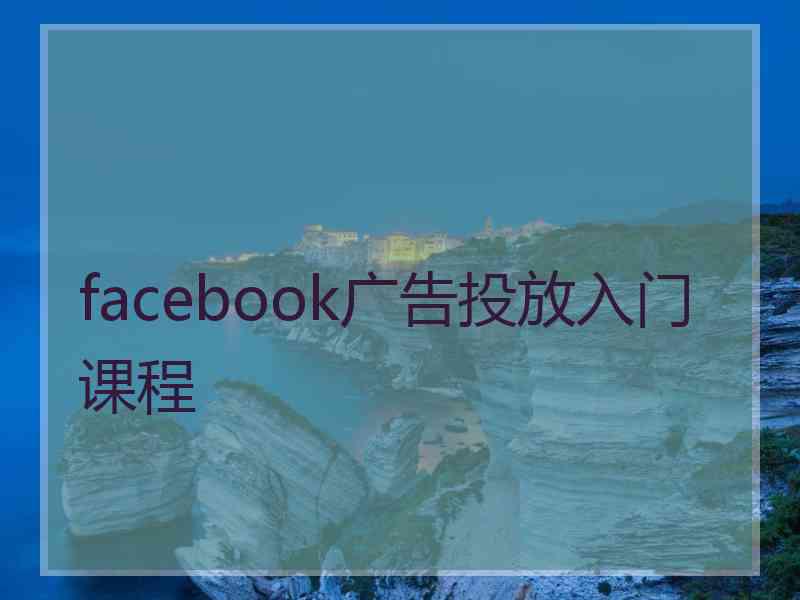 facebook广告投放入门课程