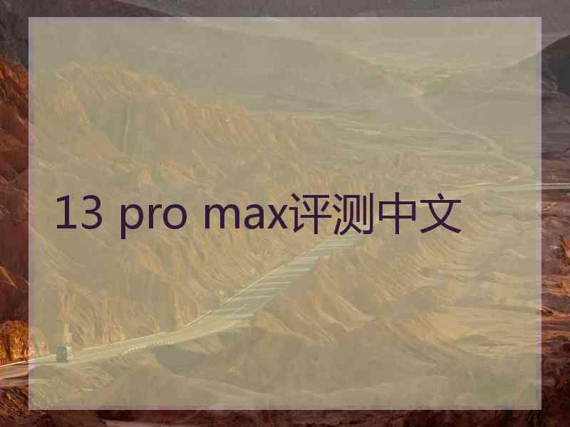 13 pro max评测中文