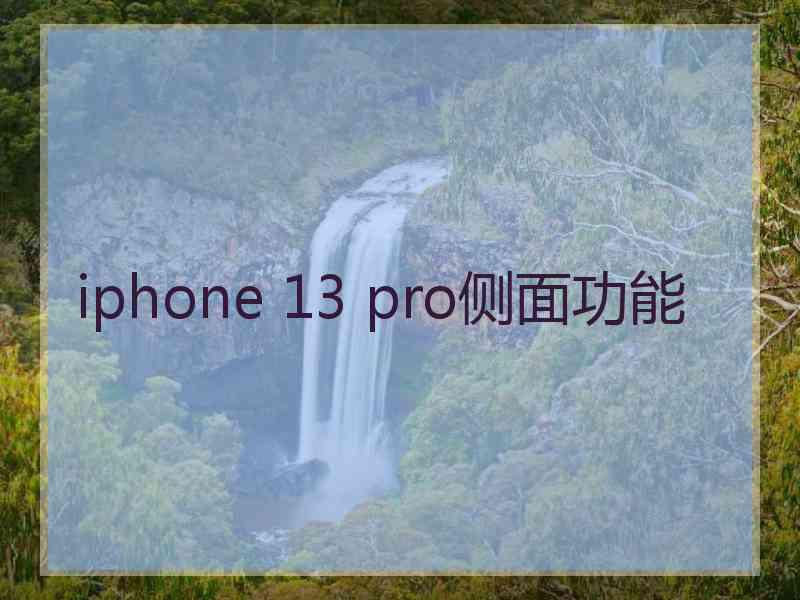 iphone 13 pro侧面功能