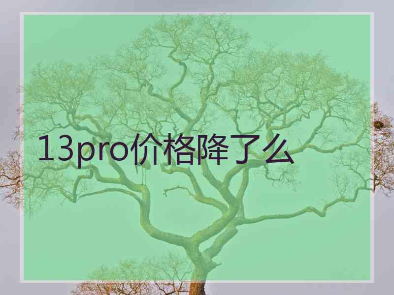 13pro价格降了么