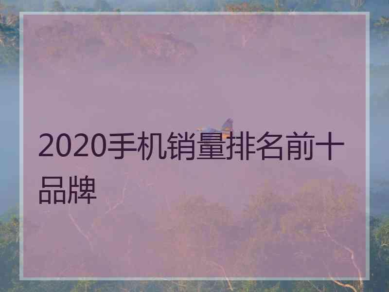 2020手机销量排名前十品牌