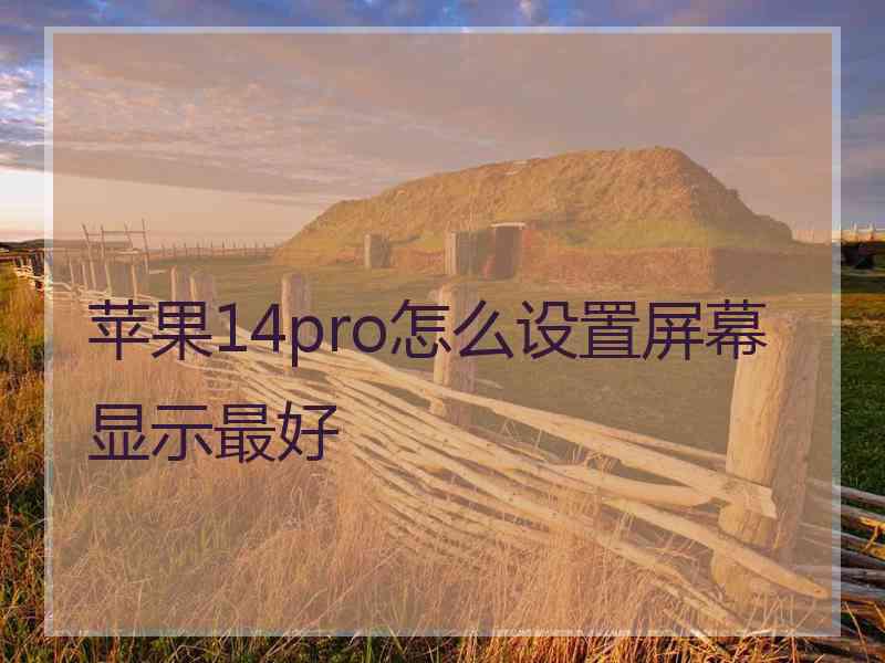 苹果14pro怎么设置屏幕显示最好