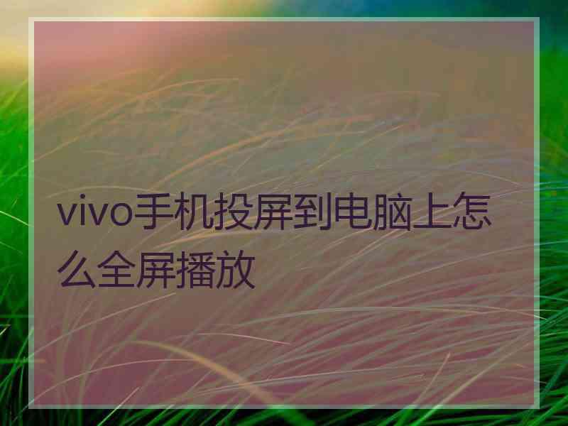 vivo手机投屏到电脑上怎么全屏播放