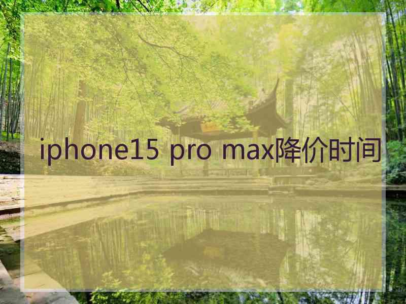 iphone15 pro max降价时间