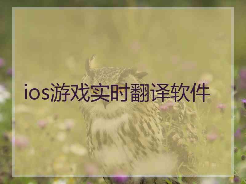 ios游戏实时翻译软件