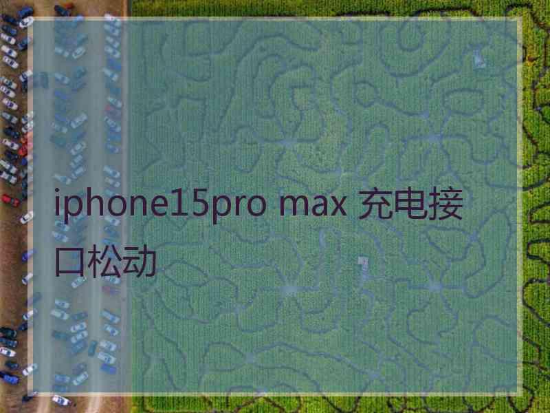 iphone15pro max 充电接口松动