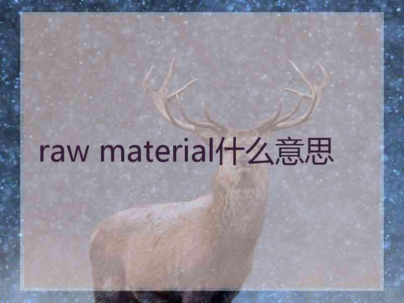 raw material什么意思