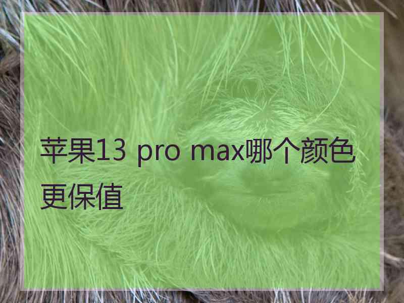 苹果13 pro max哪个颜色更保值