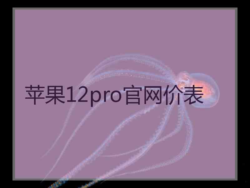 苹果12pro官网价表