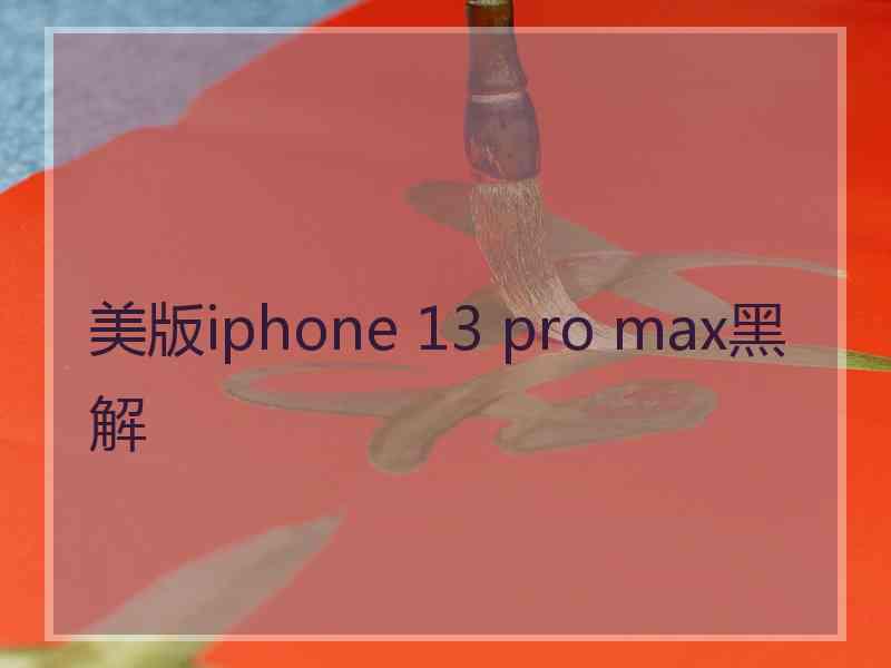 美版iphone 13 pro max黑解