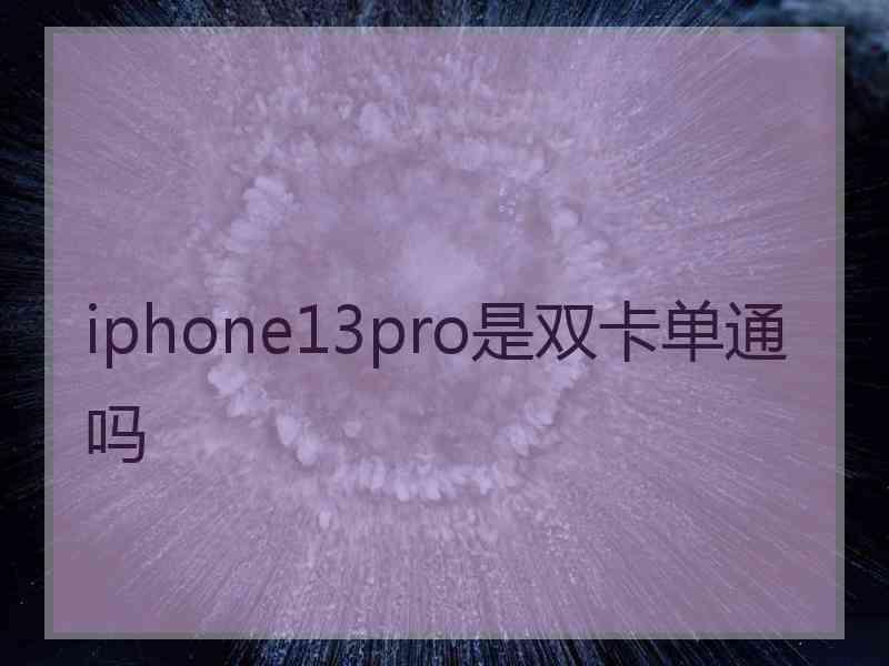 iphone13pro是双卡单通吗