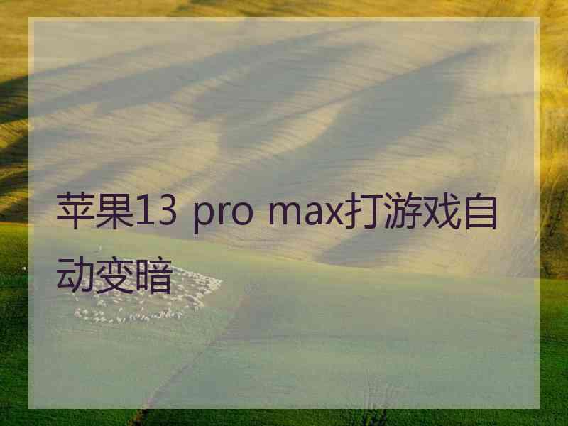 苹果13 pro max打游戏自动变暗