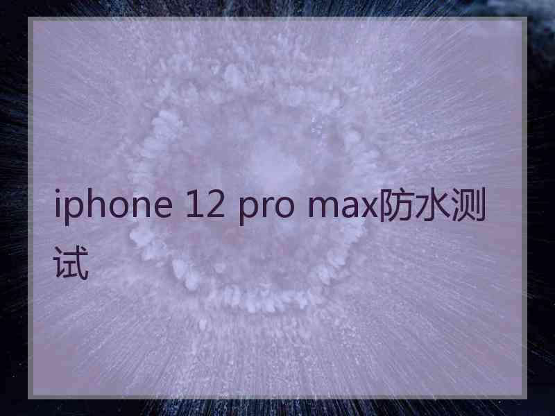 iphone 12 pro max防水测试