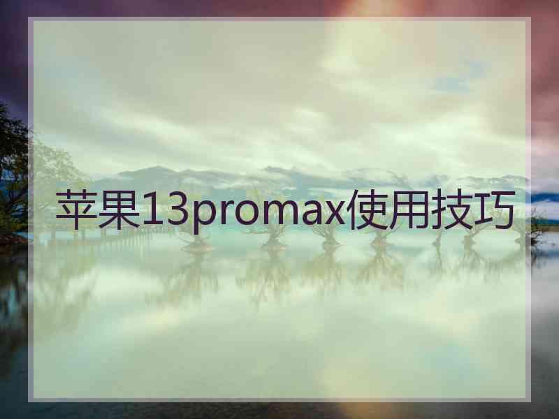 苹果13promax使用技巧