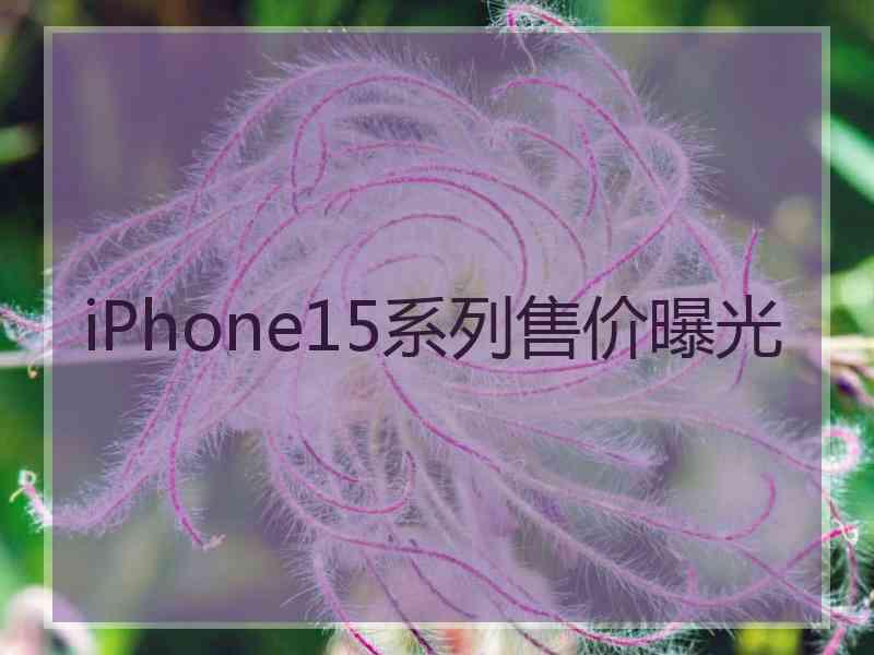 iPhone15系列售价曝光