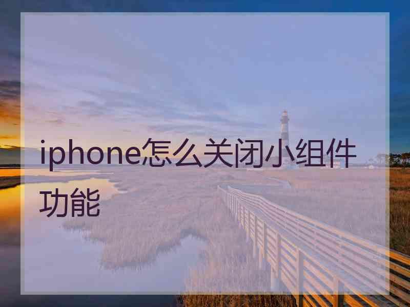 iphone怎么关闭小组件功能