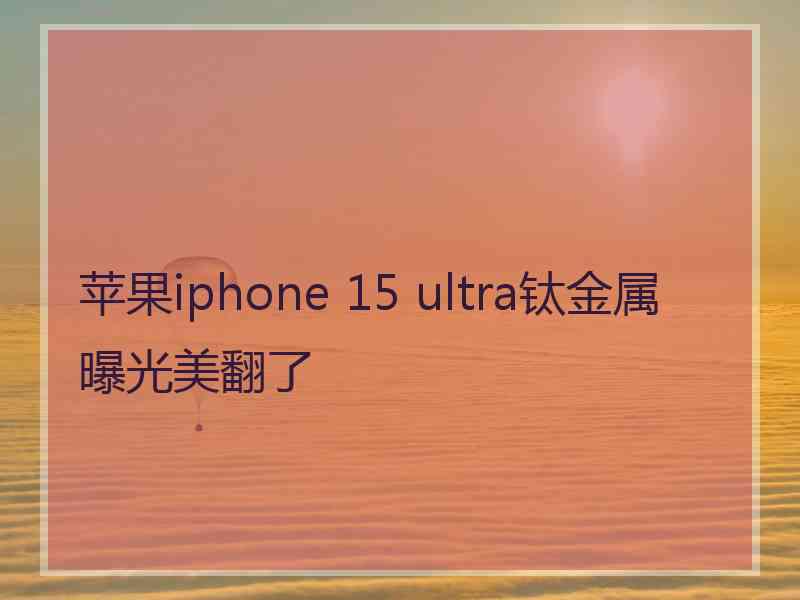 苹果iphone 15 ultra钛金属曝光美翻了