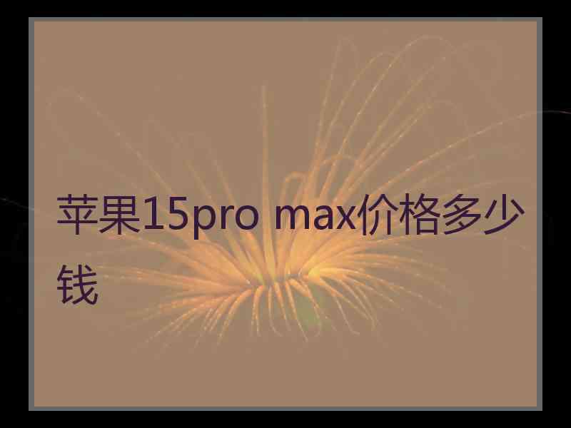 苹果15pro max价格多少钱