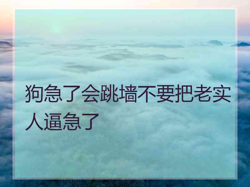 狗急了会跳墙不要把老实人逼急了