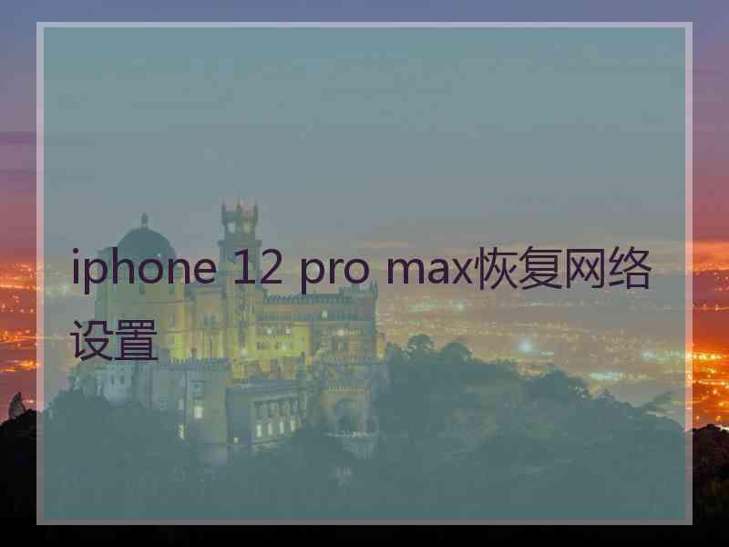 iphone 12 pro max恢复网络设置