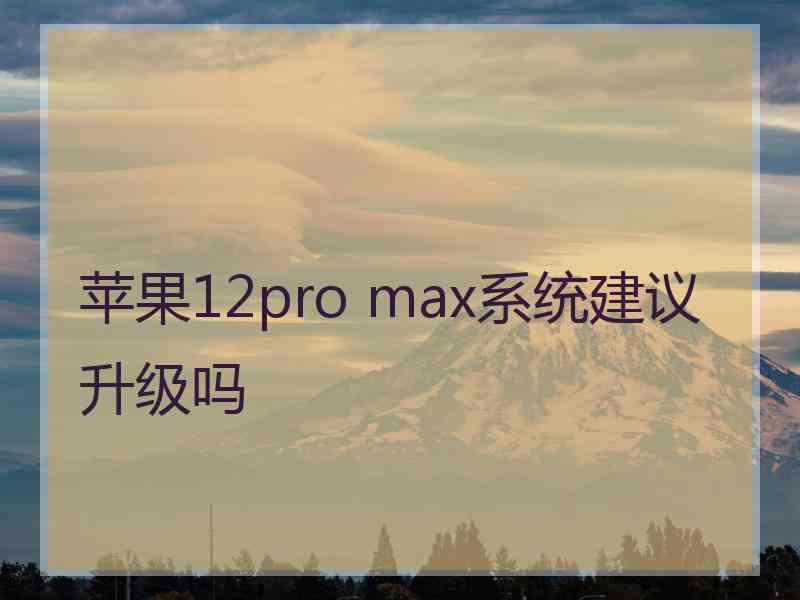 苹果12pro max系统建议升级吗