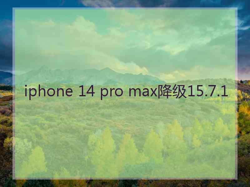 iphone 14 pro max降级15.7.1