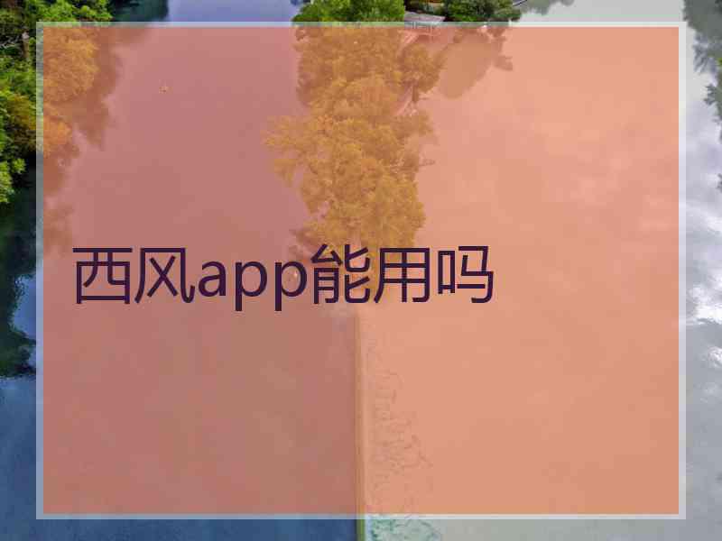 西风app能用吗