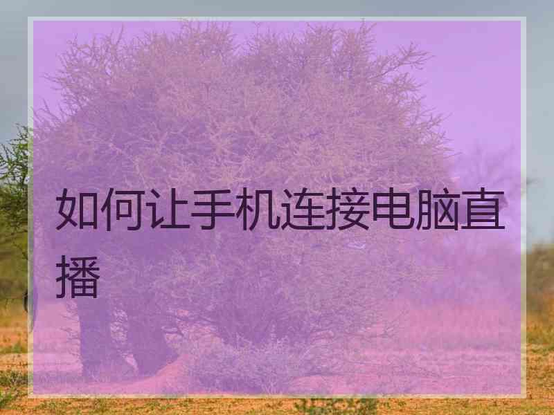 如何让手机连接电脑直播