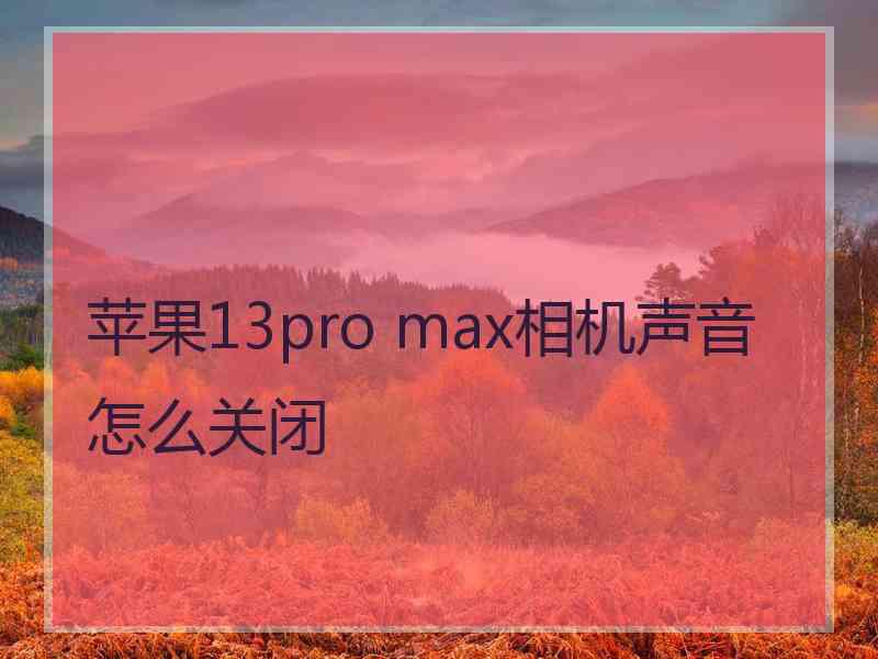 苹果13pro max相机声音怎么关闭