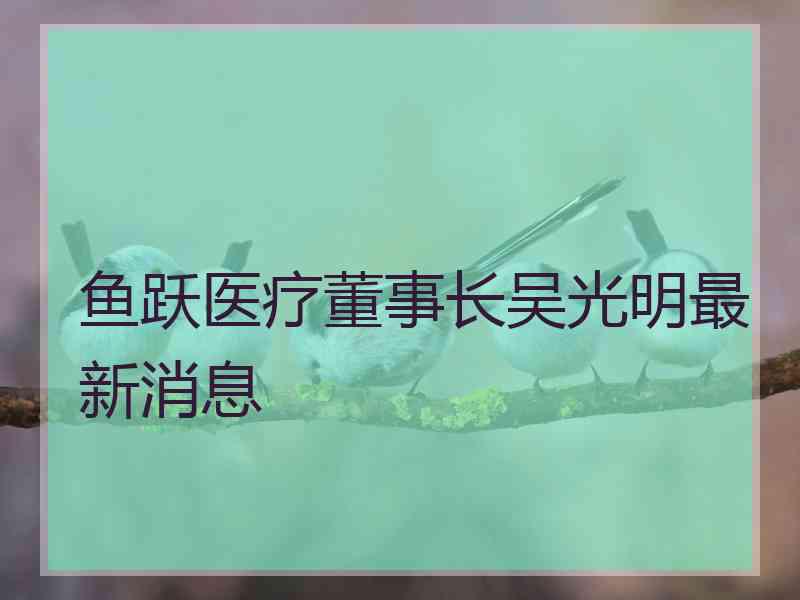 鱼跃医疗董事长吴光明最新消息