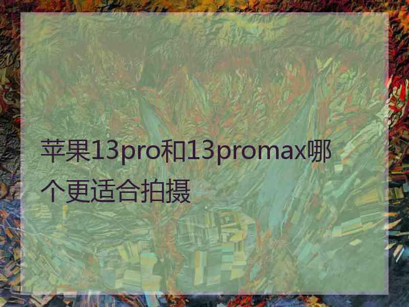 苹果13pro和13promax哪个更适合拍摄