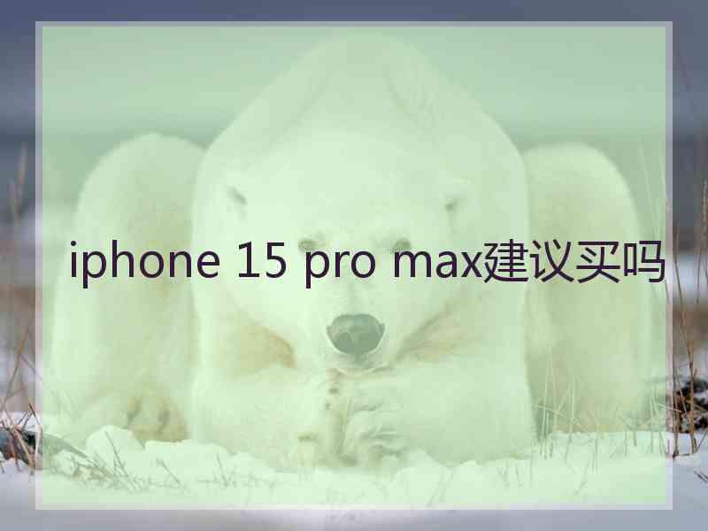 iphone 15 pro max建议买吗