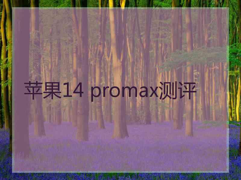 苹果14 promax测评